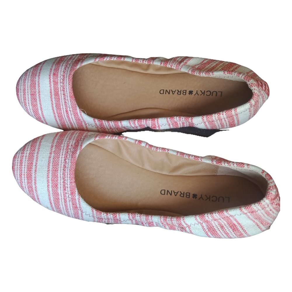 Lucky Brand Red and Cream Emmie Ballet BNWOT size 7.5/38 - Picture 6 of 9